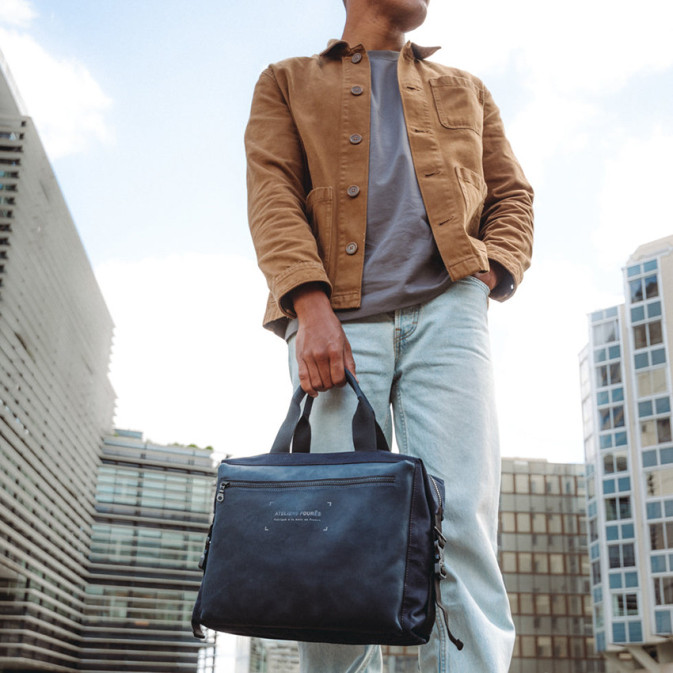 Ateliers Fourès Aristote Business Leather Bag R525 Midnight