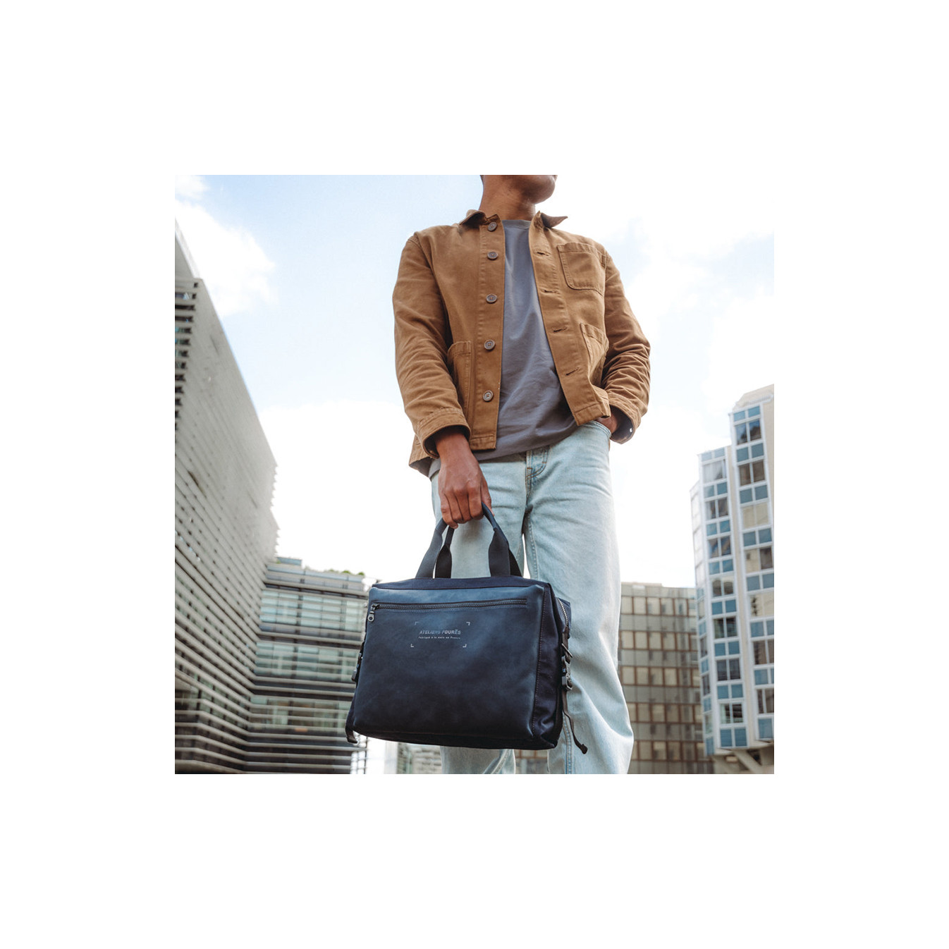 Ateliers Fourès Aristote Business Leather Bag R525 Midnight