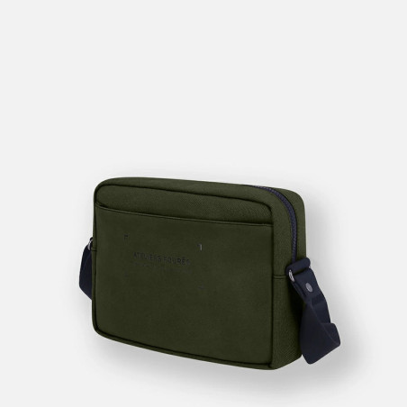 Ateliers Fourès Aristote Horizontal Pouch Canvas and Full-Grain Cal...