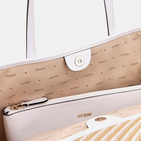 Guess Vikky II Large Tote Bag Natural/White
