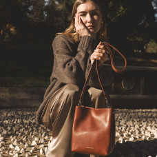 Ateliers Fourès Alceste Mini Bucket Bag with Shoulder Strap H600 Fawn
