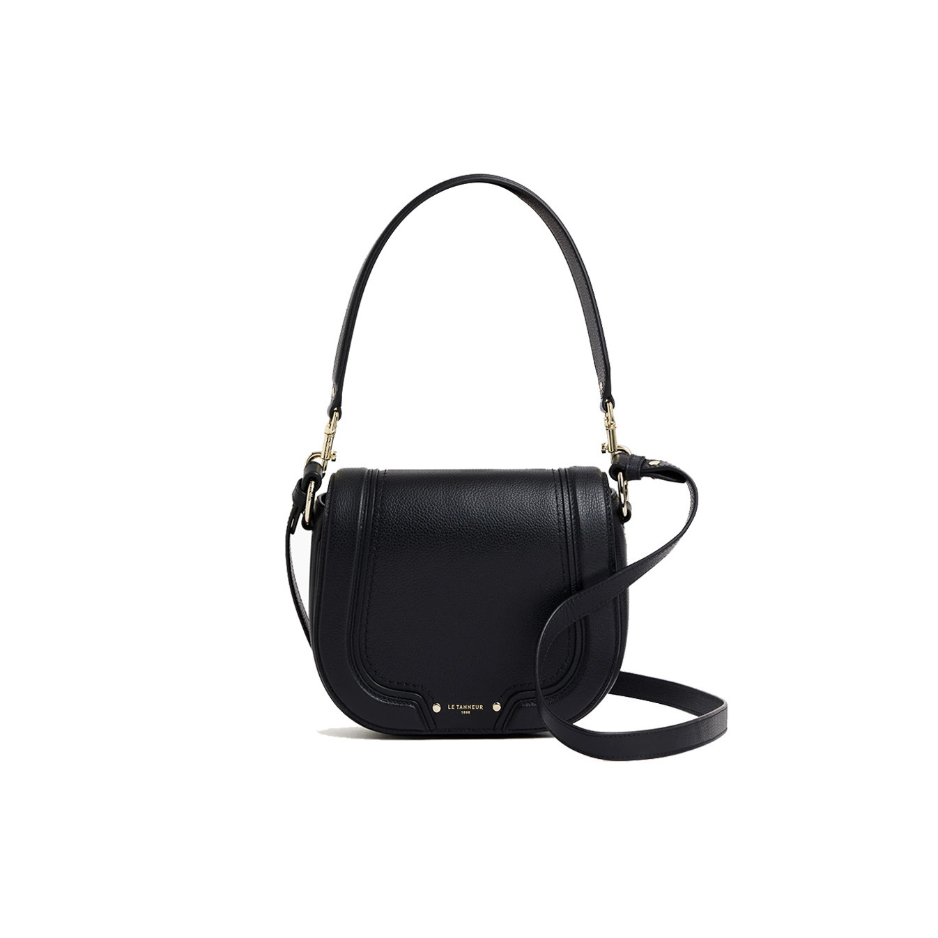 Le Tanneur Ella Shoulder Bag in Grain Leather Black