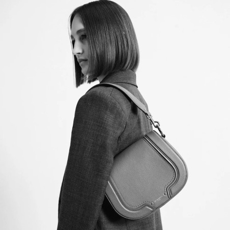 Le Tanneur Ella Shoulder Bag in Grain Leather Black