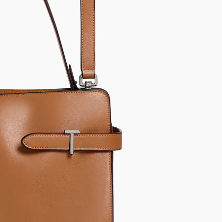 Le Tanneur Emie Large Shoulder Bag in Smooth and Nubuck Leather