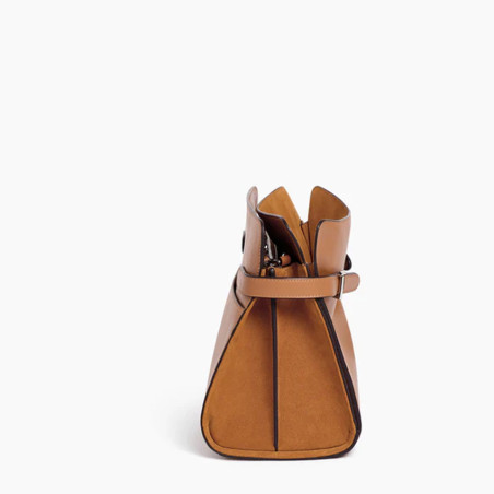 Le Tanneur Emie Large Shoulder Bag in Smooth and Nubuck Leather
