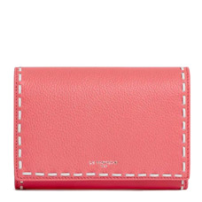 Le Tanneur Emilie Companion Wallet Grained Leather Flamingo Chalk