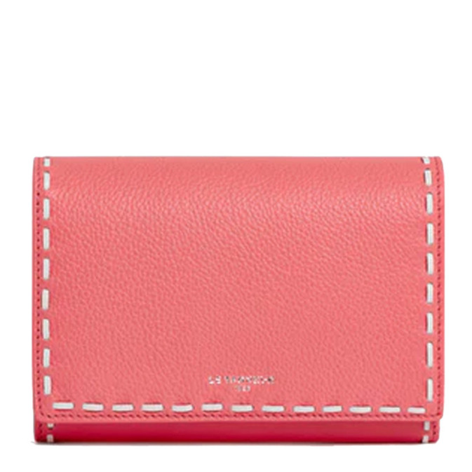 Le Tanneur Emilie Companion Wallet Grained Leather Flamingo Chalk