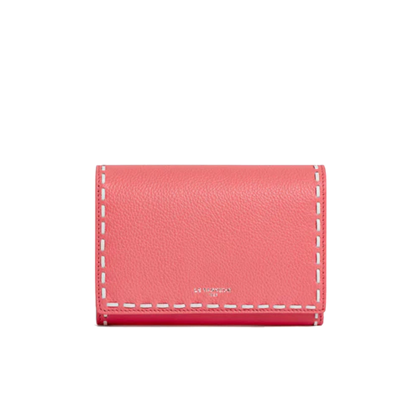 Le Tanneur Emilie Portefeuille Compagnon Cuir Grainé Flamingo Craie