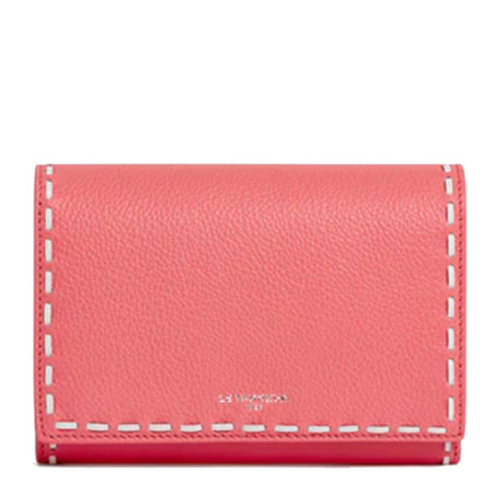 Le Tanneur Emilie Portefeuille Compagnon Cuir Grainé Flamingo Craie