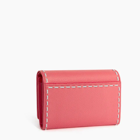 Le Tanneur Emilie Companion Wallet Grained Leather Flamingo Chalk