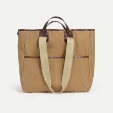 Bleu de Chauffe Cabas Musette Cuir Et Toile Meline Camel bm face