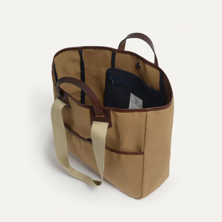 Bleu de Chauffe Musette Tote Bag Leather and Canvas Meline Camel bm