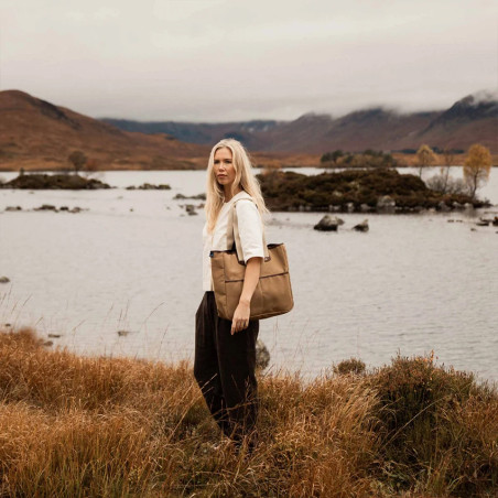 Bleu de Chauffe Musette Tote Bag Leather and Canvas Meline Camel bm