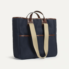 Bleu de Chauffe Musette Tote Bag Leather and Canvas Meline Marine bm