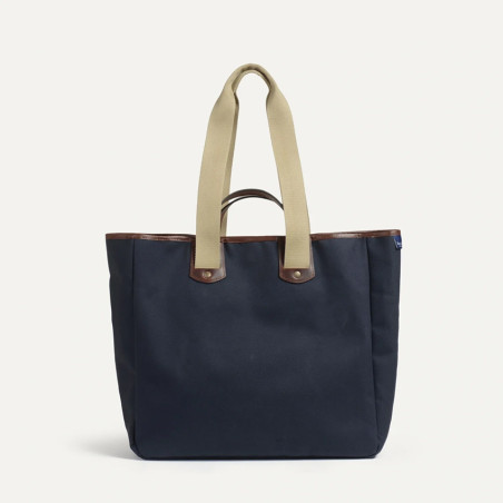 Bleu de Chauffe Musette Tote Bag Leather and Canvas Meline Marine bm