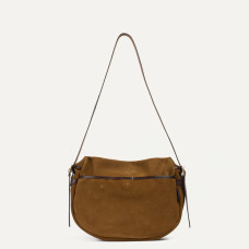 Bleu de Chauffe Crescent Satchel Margot Velvet Leather Hazelnut