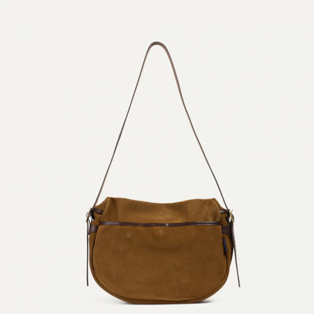 Bleu de Chauffe Crescent Satchel Margot Velvet Leather Hazelnut