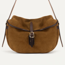Bleu de Chauffe Crescent Satchel Margot Velvet Leather Hazelnut