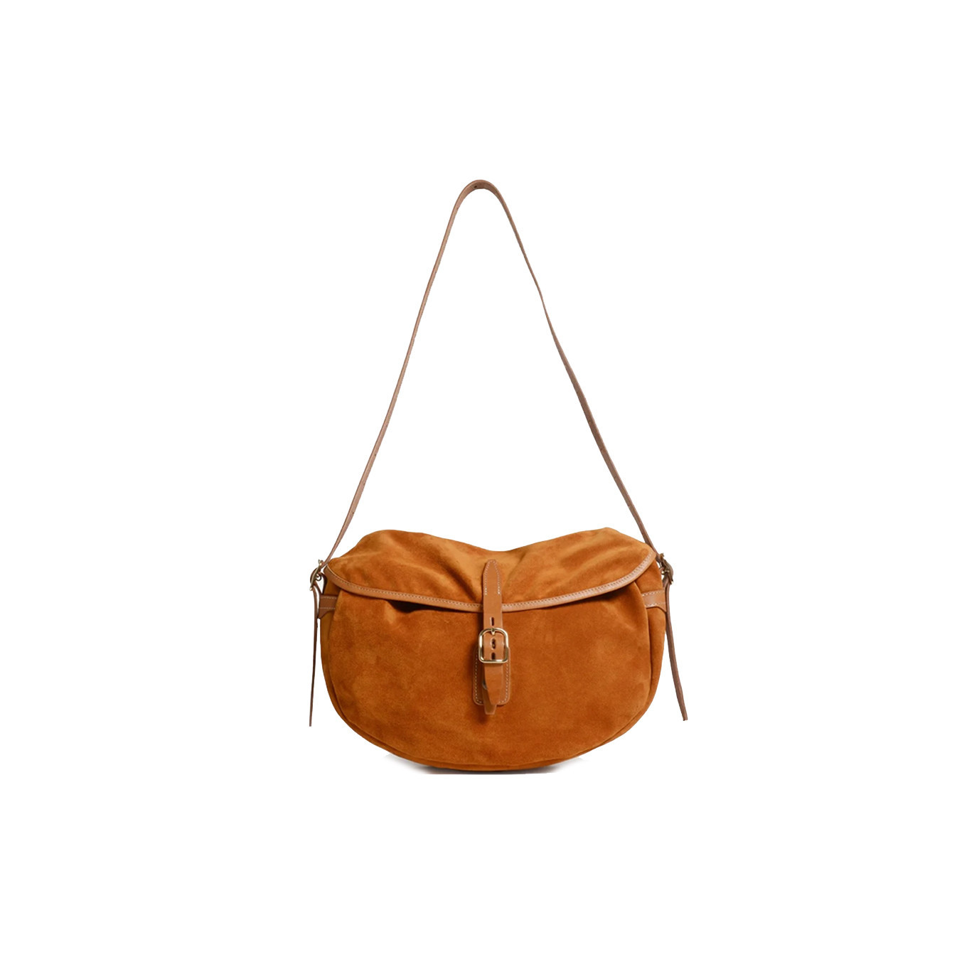 Bleu de Chauffe Fisherman's Musette Half Moon Bag Margot Velvet Lea...