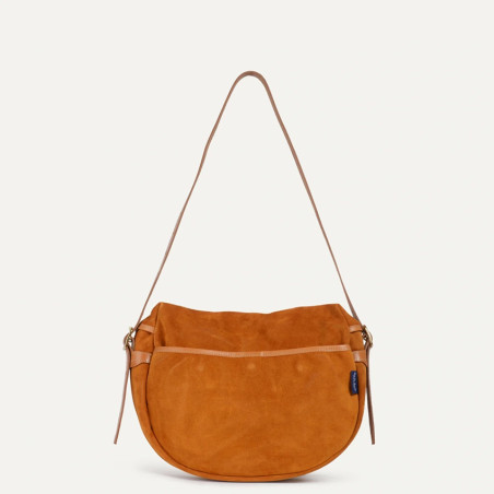 Bleu de Chauffe Fisherman's Musette Half Moon Bag Margot Velvet Lea...