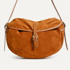 Bleu de Chauffe Fisherman's Musette Half Moon Bag Margot Velvet Lea...