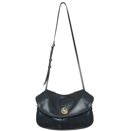 Bleu de Chauffe Sac Musette S Janice Cuir Lisse Noir face