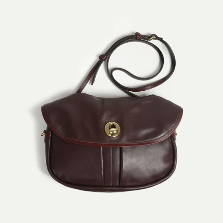 Bleu de Chauffe Sac Musette S Janice Cuir Lisse Tourbe face