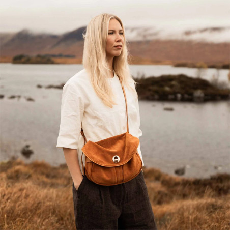 Bleu de Chauffe S Janice Suede Musette Bag Saffron