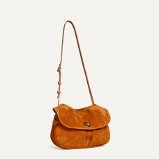 Bleu de Chauffe S Janice Suede Musette Bag Saffron