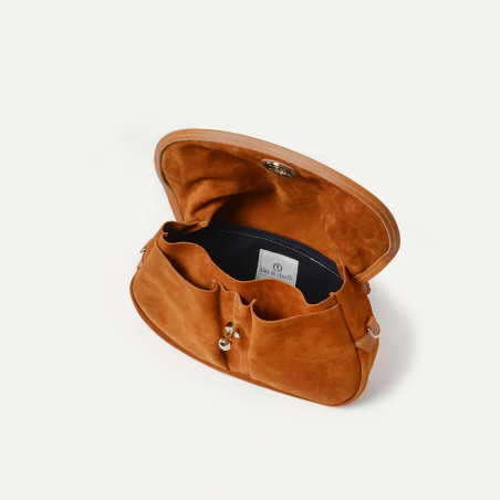 Bleu de Chauffe S Janice Suede Musette Bag Saffron