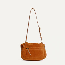 Bleu de Chauffe S Janice Suede Musette Bag Saffron