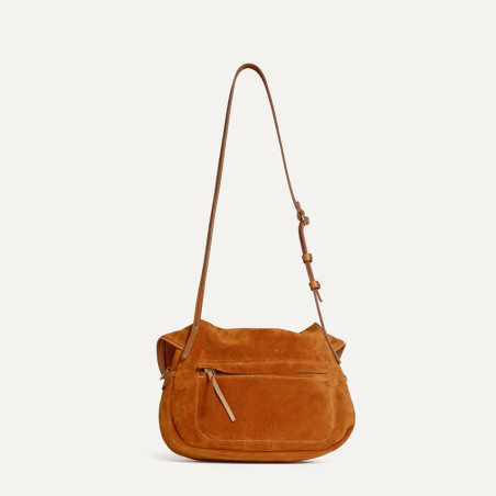 Bleu de Chauffe S Janice Suede Musette Bag Saffron