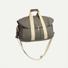 Bleu de Chauffe Sac Business Musette Coton et Cuir Kaki Bm cote