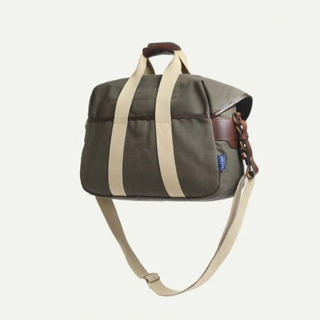 Bleu de Chauffe Sac Business Musette Coton et Cuir Kaki Bm dos