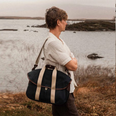Bleu de Chauffe Business Musette Cotton and Leather Navy Blue Bm