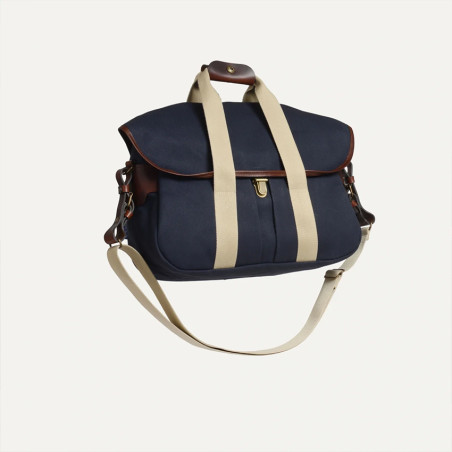 Bleu de Chauffe Business Musette Cotton and Leather Navy Blue Bm