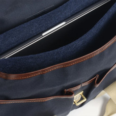 Bleu de Chauffe Business Musette Cotton and Leather Navy Blue Bm