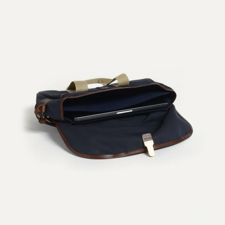 Bleu de Chauffe Business Musette Cotton and Leather Navy Blue Bm