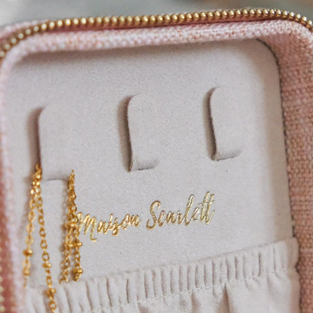 Maison Scarlett Corinne Boîte A Bijoux De Voyage Lin Rose colier