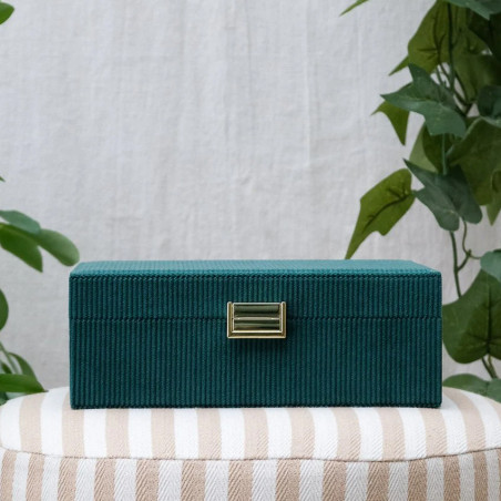 Maison Scarlett Louise Velvet Côtelé Green Jewelry Box