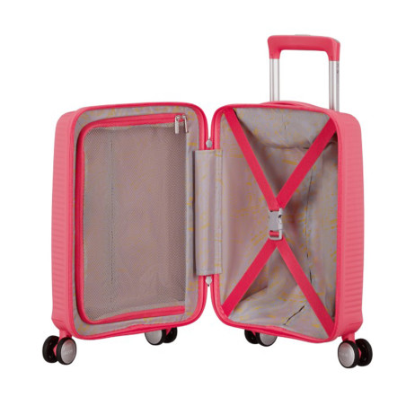 American Tourister Soundbox Mini Valise Trolley 4 Roues 47 Cm Sun Kissed Coral ouvert