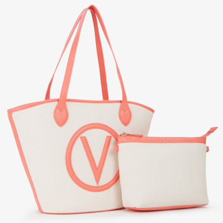Valentino Convent' Shopping Bag Natural/Coral