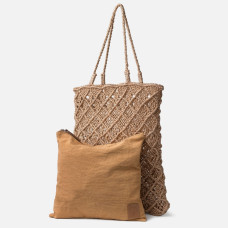 Biba Metal Sonora Sac Cabas En Coton Tressé Dorado avec pochette
