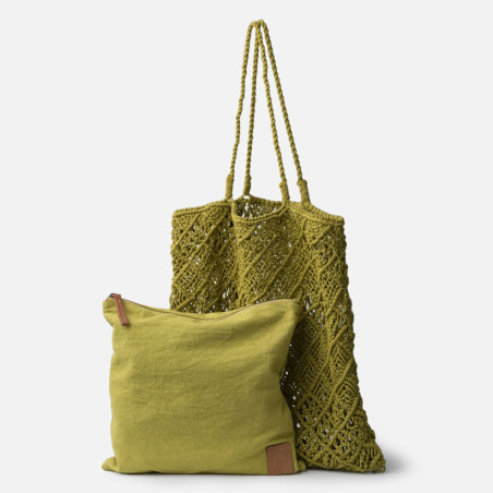 Biba Sonora Woven Cotton Tote Bag Pistachio