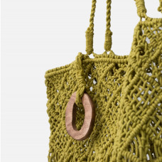 Biba Sonora Woven Cotton Tote Bag Pistachio