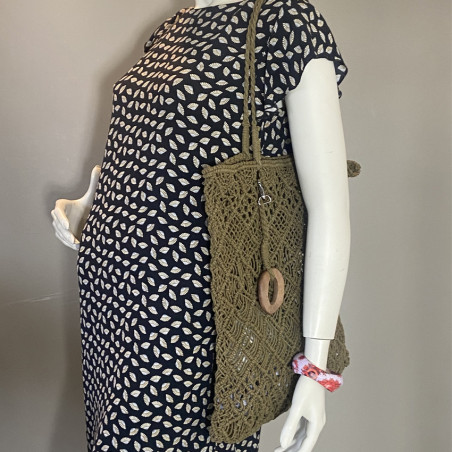 Biba Sonora Sac Cabas En Coton Tressé Marron porté