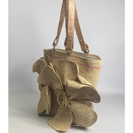 Palmynala Blooming Straw Tote Bag with Multicolor Flowers