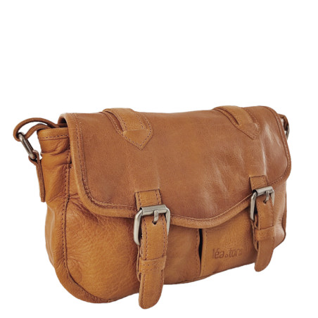 Léa Toni Mini Loa B Postman Bag Cognac