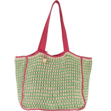 Le Voyage en Panier Coloraba Tote Bag Woven Cotton Pink Green