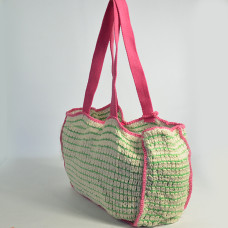 Le Voyage en Panier Coloraba Tote Bag Woven Cotton Pink Green
